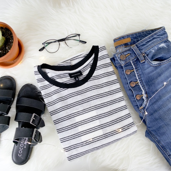 Who What Wear Tops - WHO WHAT WEAR -  Stripes short sleeve t-shirt